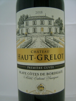 Chateau Haut-Grelot 2020, Premiere Cuvée AOC Blaye Cotes de Bordeaux, Merlot, Cabernet Sauvignon, Rotwein, trocken, 0,75l